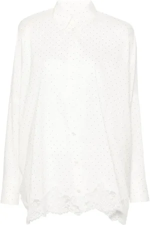 ERMANNO SCERVINO Blouses & Shirts, Dames, Wit, M, Katoen, Wit katoenmix overhemd