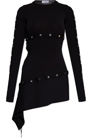 The Attico Kleedjes, Dames, Zwart, XS, Jurk met drukknoopsluitingen