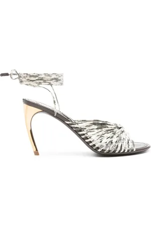 Salvatore Ferragamo Schoenen, Dames, Grijs, 38 1/2 EU, Leer, Sandalen met hoge hak