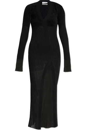 The Attico Kleedjes, Dames, Zwart, XS, Wol, Slit Dress