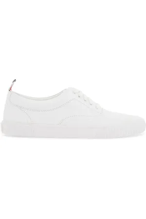 Thom Browne Schoenen, Heren, Wit, 42 EU, Leer, Leren Heritage Sneakers met Tricolore Tong