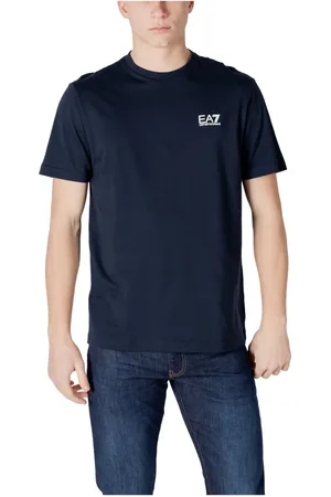 EA7 Tops, Heren, Blauw, L, Katoen, Rondhals T-shirt van katoen