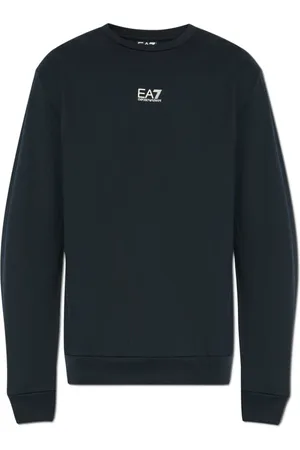 EA7 Sweatshirts & Hoodies, Heren, Blauw, S, Katoen, Sweatshirt met gedrukt logo