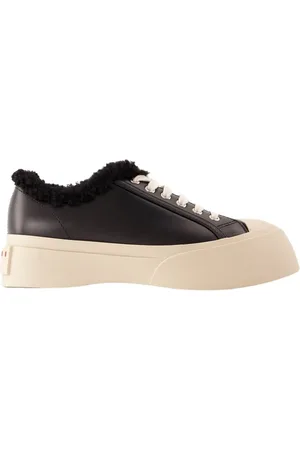Marni Schoenen, Dames, Zwart, 36 EU, Leer, Zwarte Leren Sneakers met Veters