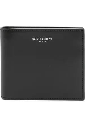 Saint Laurent Accessoires, Heren, Zwart, ONE Size, Leer, Zwarte Leren Portemonnee met Ketting