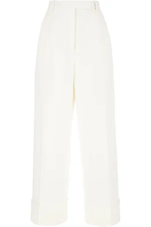 Thom Browne Broeken, Dames, Wit, XL, Katoen, Wijde broek