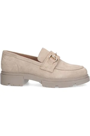 Manfield Schoenen, Dames, , 40 EU, Suède, Suède Loafer met Gouden Details