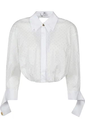 Elisabetta Franchi Blouses & Shirts, Dames, Wit, 2Xs, Katoen, Stijlvol Shirt met Lange Mouwen