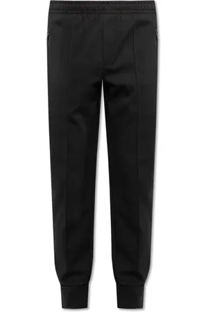 Emporio Armani Broeken, Heren, Zwart, M, Katoen, Broek met stiksels op de pijpen