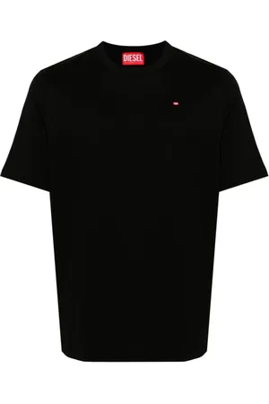 Diesel Tops, Heren, Zwart, L, Katoen, Zwart Jersey Logo T-shirt met Ronde Hals