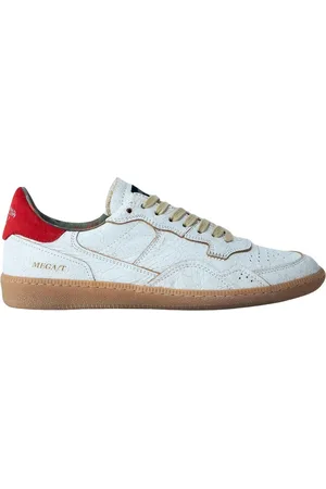 Hidnander Schoenen, Dames, Wit, 36 EU, Leer, Lage leren sneakers met logo motief