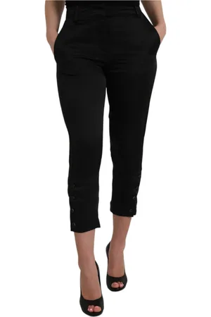 ERMANNO SCERVINO Broeken, Dames, Zwart, S, Katoen, High Waist Capri Broek