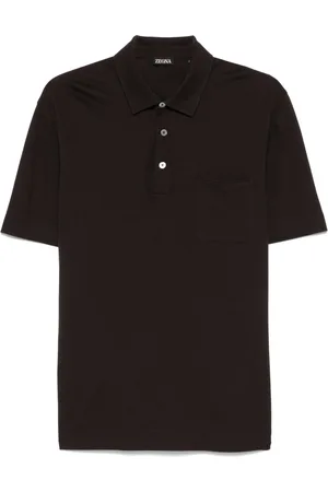 Ermenegildo Zegna Tops, Heren, Bruin, M, Katoen, Katoenen polo shirt met 3 knopen