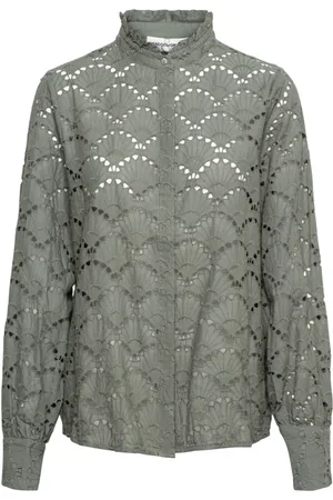 &Co Woman Blouses & Shirts, Dames, Groen, XS, Katoen, Blouse Top