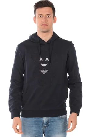 Emporio Armani Sweatshirts & Hoodies, Heren, Blauw, M, Katoen, Sweatshirt Hoodie