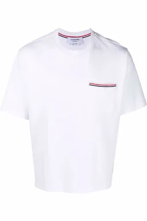 Thom Browne Tops, Heren, Wit, M, Katoen, Oversized Pocket Tee