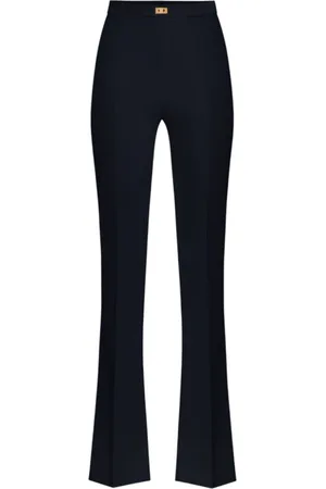 Elisabetta Franchi Broeken, Dames, Zwart, L, Polyester, Crêpe Bell-Bottom Broek