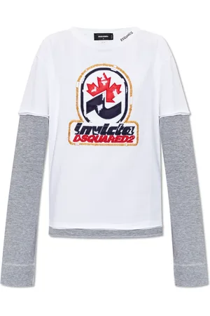 Dsquared2 Tops, Dames, Wit, S, Katoen, Dsquared 2 X Invicta T-Shirt