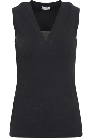 Brunello Cucinelli Tops, Dames, Grijs, S, Katoen, T-shirt