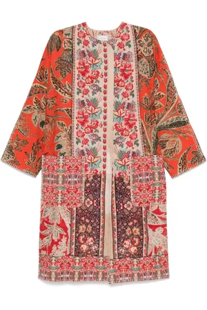 PIERRE-LOUIS MASCIA Kleedjes, Dames, Veelkleurig, ONE Size, Grafische Print Beige Jurk met Zakken