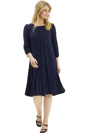 In Front Kleedjes, Dames, Blauw, S, Leer, Navy Lucette Jurk 3/4 Mouwen
