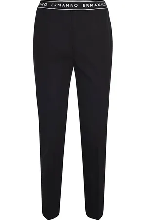 ERMANNO SCERVINO Broeken, Dames, Zwart, S, Katoen, Slim-fit Broek