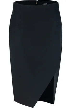 Liu Jo Rokken, Dames, Zwart, M, Leer, Zijsplit Tailored Midi Rok