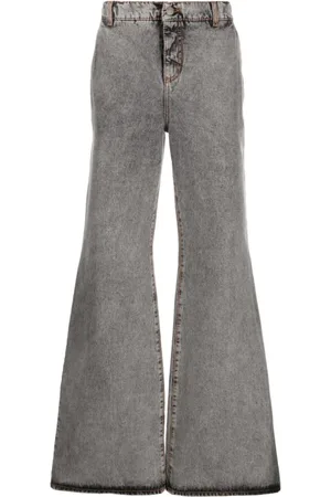 Etro Jeans, Heren, Zwart, M, Katoen, Antracietgrijze Flared Wide-Leg Jeans