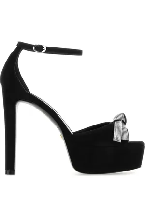 Stuart Weitzman Schoenen, Dames, Zwart, 40 EU, Suède, Suède Platform Sandalen