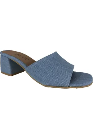 DWRS Schoenen, Dames, Blauw, 38 EU, Leer, Marbella Heeled Mules