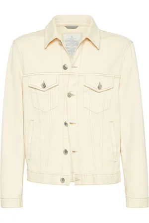 Brunello Cucinelli Jassen, Heren, , L, Denim, Crème Jas met 4 Zakken