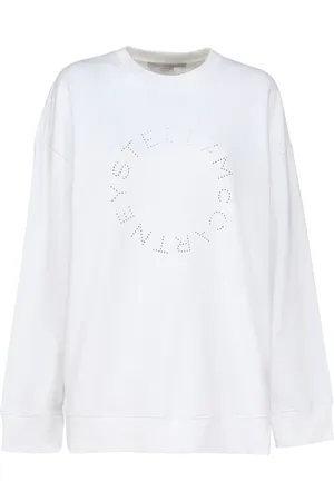Stella McCartney Sweatshirts & Hoodies, Dames, Wit, M, Katoen, Logo Crew Neck Sweatshirt