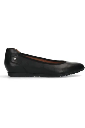 Manfield Schoenen, Dames, Zwart, 38 EU, Leer, Zwarte leren ballerina