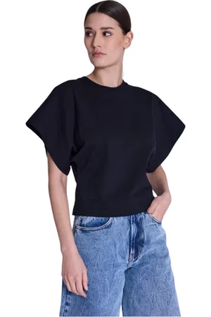 Berenice Tops, Dames, Zwart, L, Katoen, T-shirt Edena | T-shirt zwart kimono-stijl