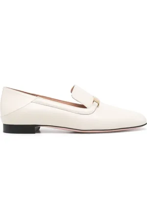 Bally Schoenen, Dames, Wit, 36 EU, Amandel Beige Gestapelde Hak Platte Schoenen