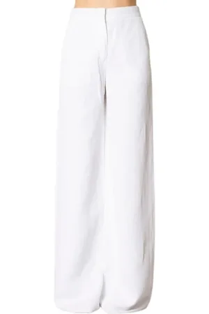 Max Mara Broeken, Dames, Wit, M, Linnen, Witte Viscose Tailored Palazzo Broek