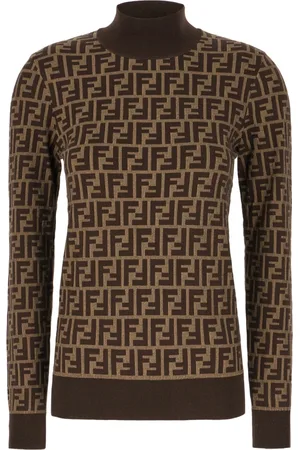 Fendi Truien, Dames, Bruin, S, Katoen, Maglieria Turtleneck Truien