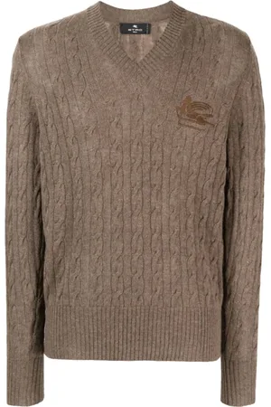 Etro Truien, Heren, Bruin, L, Kasjmier, V-hals Truien