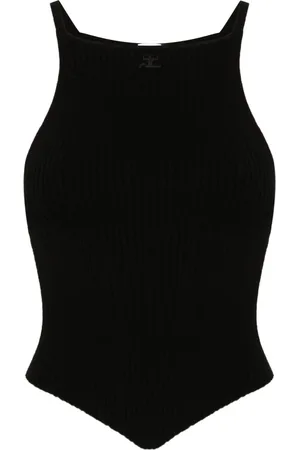 Courrèges Tops, Dames, Zwart, L, Polyester, Pointy Top