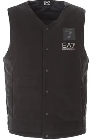 EA7 Jassen, Heren, Zwart, M, V-hals Mouwloos Vest