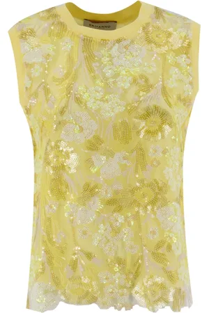 ERMANNO SCERVINO Tops, Dames, Geel, M, Pailletten, Floral Sequin Camisole Top