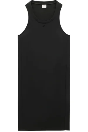 Courrèges Kleedjes, Dames, Zwart, M, Polyester, Holistic Twill Midi Jurk
