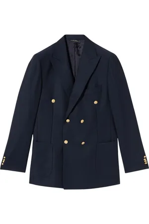 Brooks Brothers Jassen, Heren, Blauw, L, Wol, Virgin Wool Double-Breasted Jacket