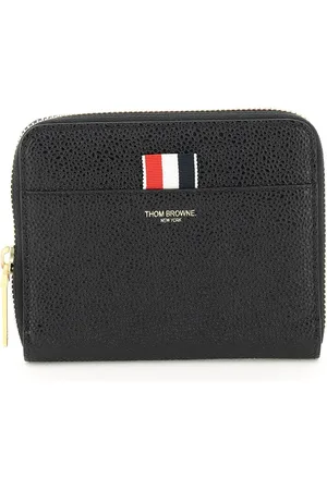Thom Browne Accessoires, Dames, Zwart, ONE Size, Leer, Portefeuilles en Kaarthouders