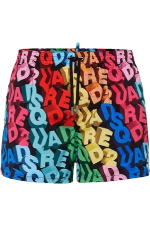 Dsquared2 Badkleding, Heren, Veelkleurig, S, Polyester, Kleurrijke Zwemshorts met 3D Logo Print