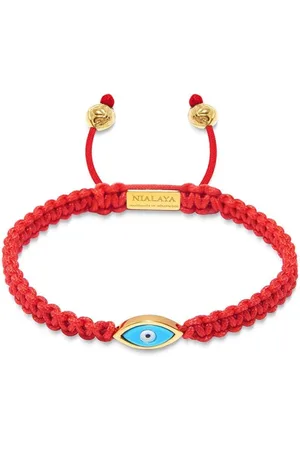Nialaya Accessoires, Heren, Geel, XL, Nylon, Rode String Evil Eye Armband