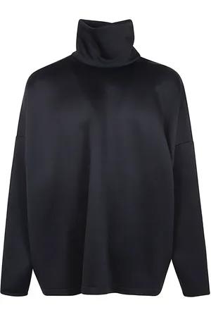 FEAR OF GOD Truien, Heren, Zwart, M, Katoen, Zwarte Split High Neck Top met Lange Mouwen