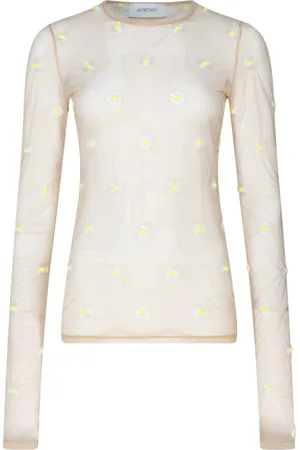 Sportmax Tops, Dames, Roze, L, Polyester, Doorzichtige bloemenblouse met madeliefjes