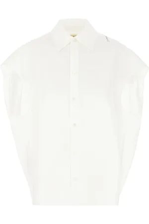 Marni Blouses & Shirts, Dames, Wit, XS, Katoen, Logo Geborduurd Poplin Overhemd