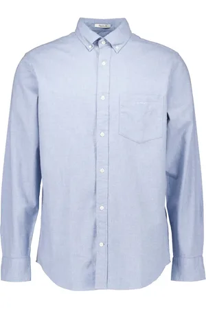 GANT Overhemden, Heren, Blauw, L, Katoen, Casual overhemd met lange mouwen